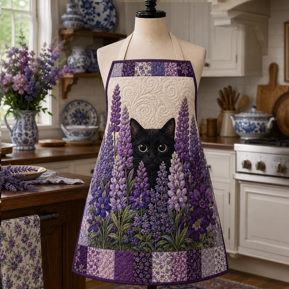 Lavender Whiskers Quilted Apron SN0DV104