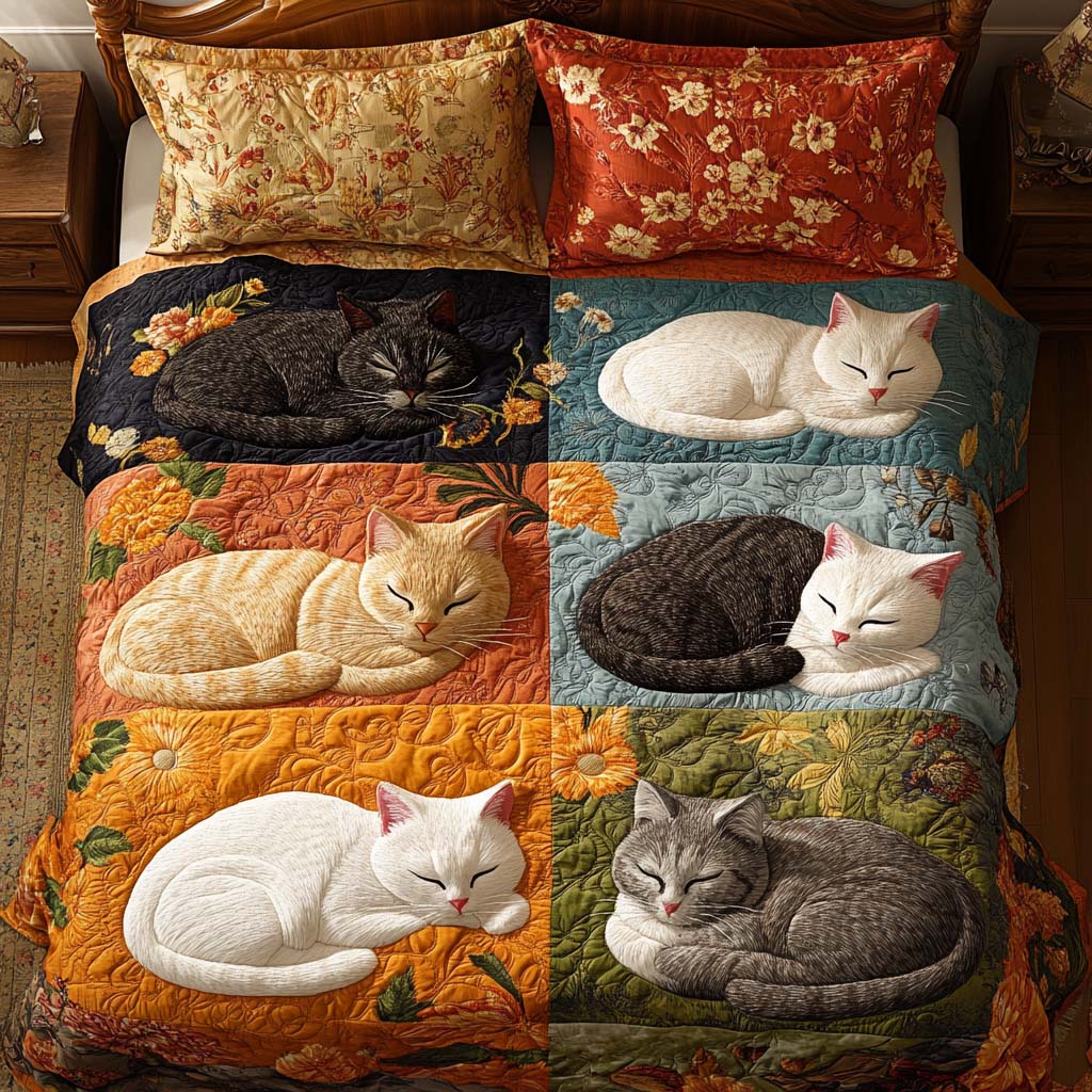 Lazy Cat Nap 3-Piece Quilted Bedding Set NCU0NNT917