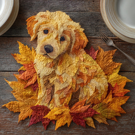 Leafy Golden Custom Shape Quilted Placemat NCU0LV125