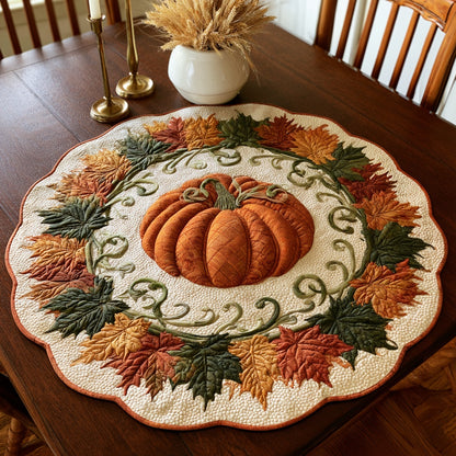 Leafy Gourd Custom Shape Quilted Table Topper NCU0LV163