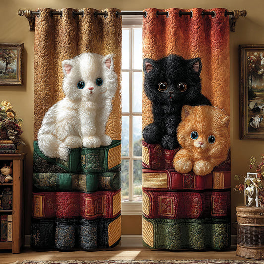 Library Cat Quilted Curtains NCU0ND54