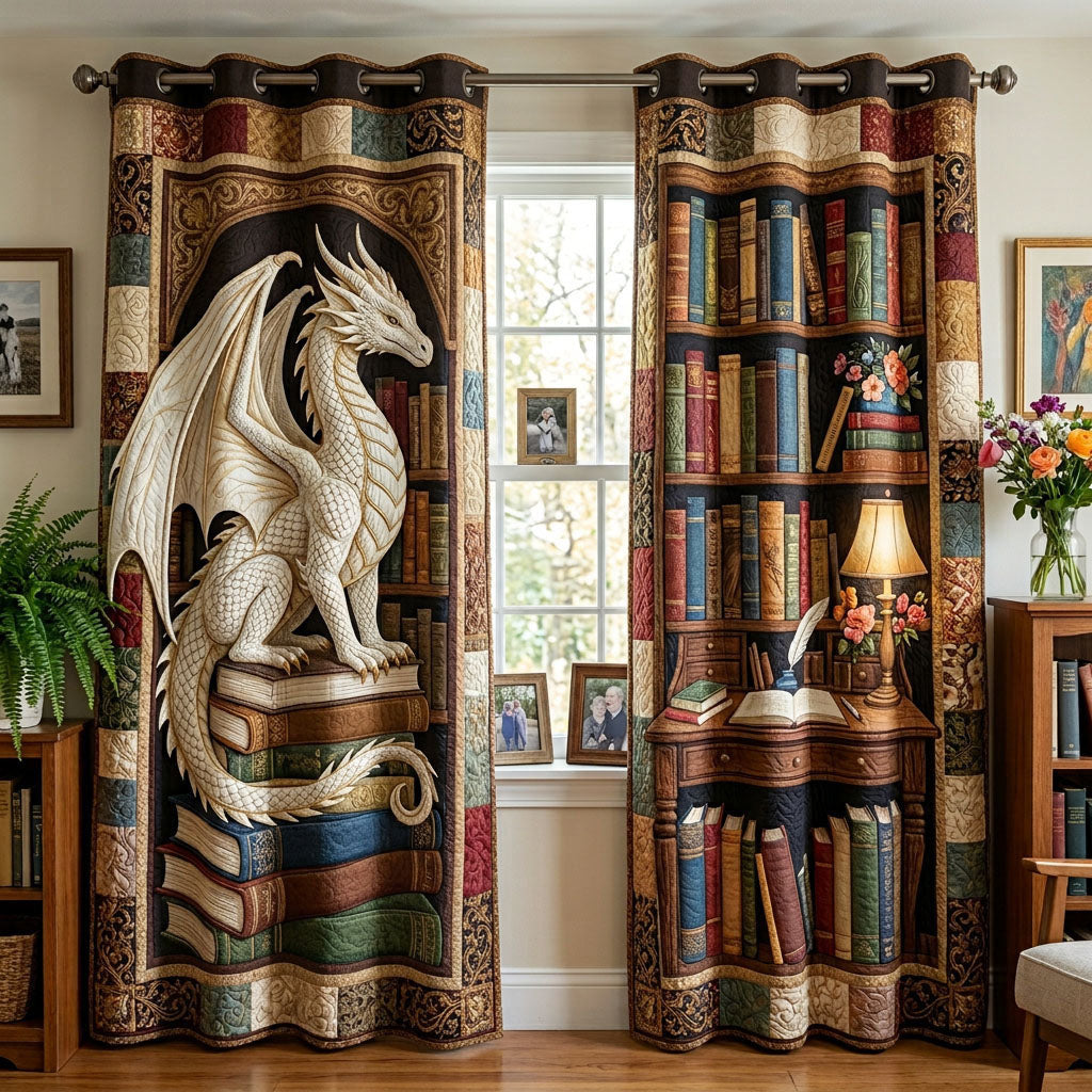 Library Dragon Quilted Curtains NCU0ND61
