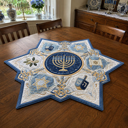 Light of Hanukkah Custom Shape Quilted Table Topper SN0PT792