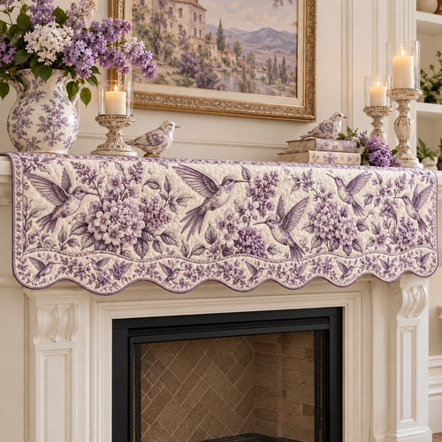 Lilac Toile Hummers Quilted Mantel Scarf SN0TV958