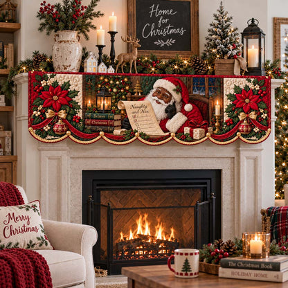 Listmaker Santa Quilted Mantel Scarf SN0HH0386