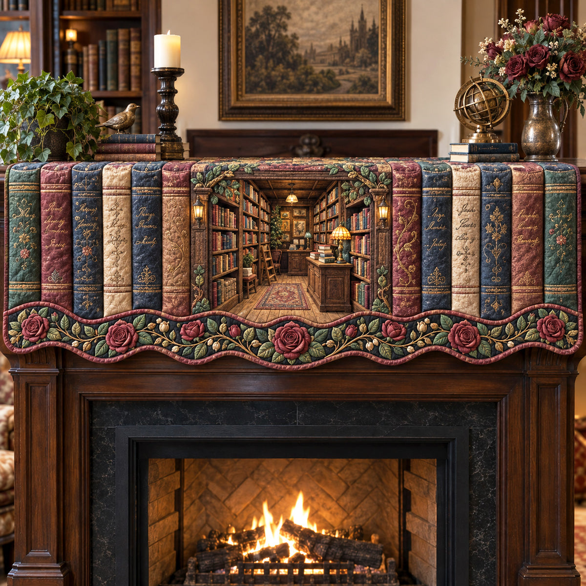 Literary Hearth Quilted Mantel Scarf SN0TV595
