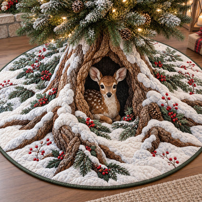 Little Fawn Snowy Hollow Quilted Tree Skirt SN0TV1058