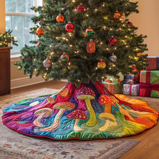 Little Fungi Hideaway Christmas Quilted Tree Skirt NCU0NNT2384