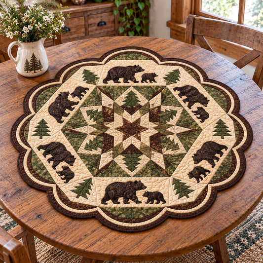 Lodge Bear Custom Shape Quilted Table Topper SN0TD1041