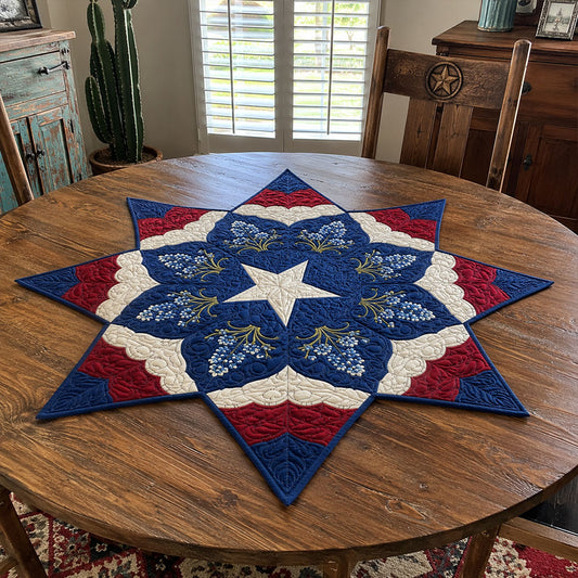 Lone Star Bluebonnet Legacy Custom Shape Quilted Table Topper SN0PT851