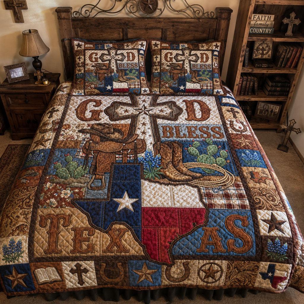 Lone Star State Legacy Heritage 3-Piece Quilted Bedding Set SN0PT091