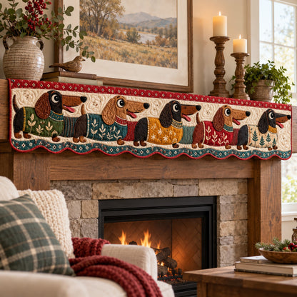 Long Doxie Sweaters Quilted Mantel Scarf SN0TV924