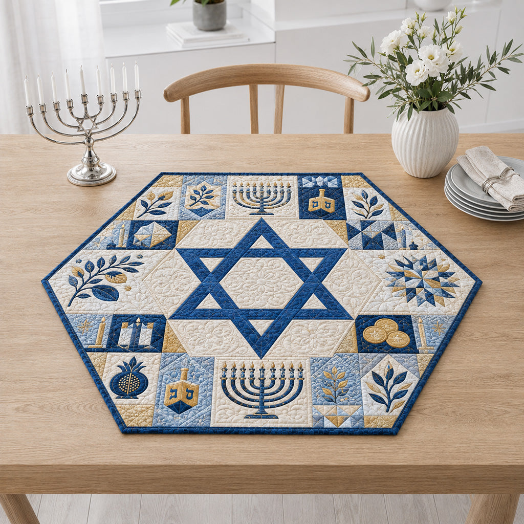 Magen David Serenity Custom Shape Quilted Table Topper SN0HH0168