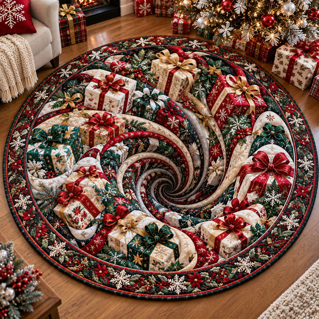 Magical Snowflake Spiral Quilted Round Mat SN0PT1362