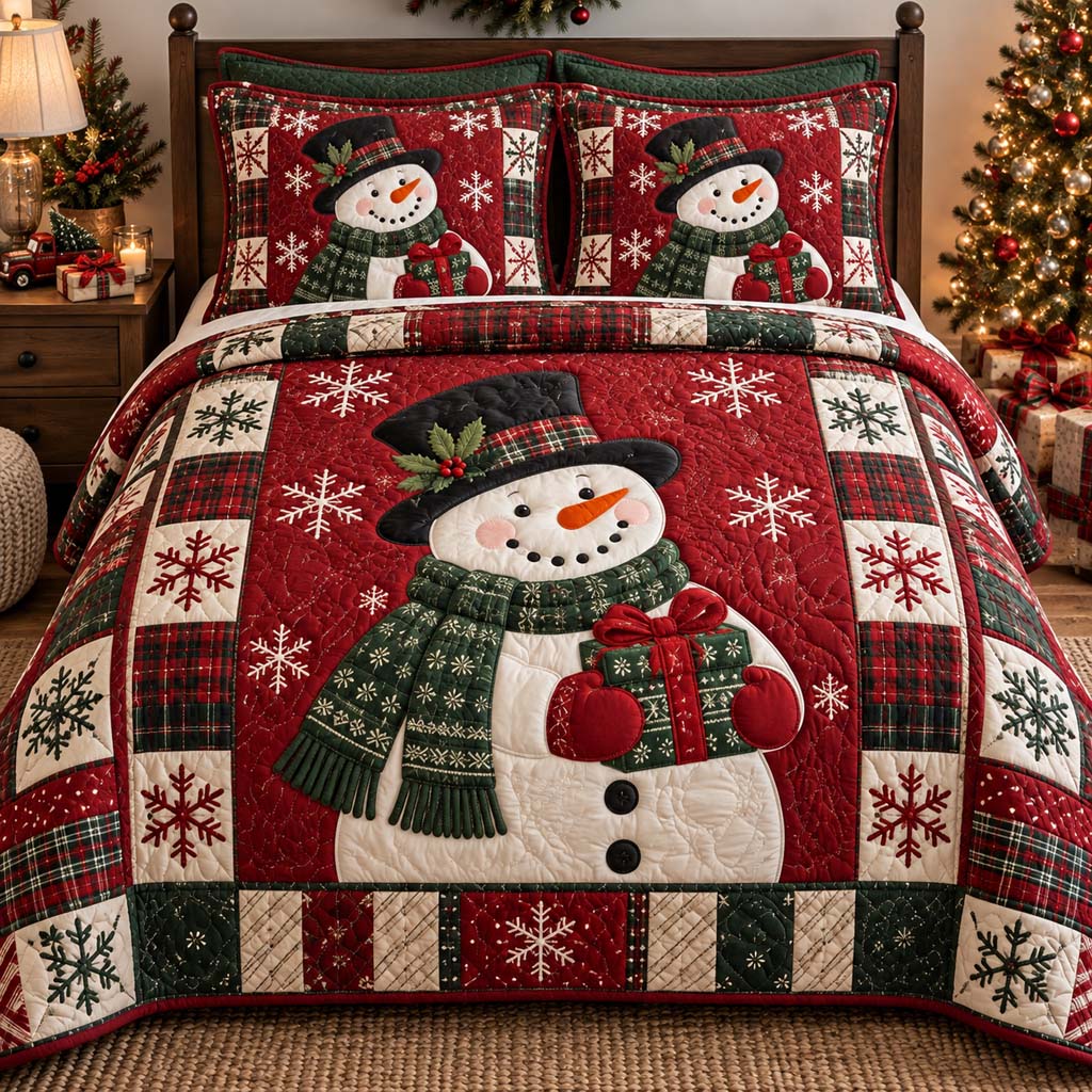 Magical Snowman 3-Piece Quilted Bedding Set SN0HH0634