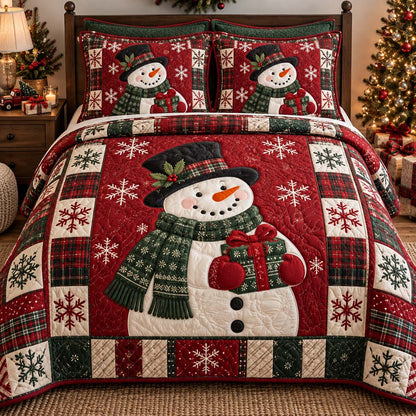 Magical Snowman 3-Piece Quilted Bedding Set SN0HH0634
