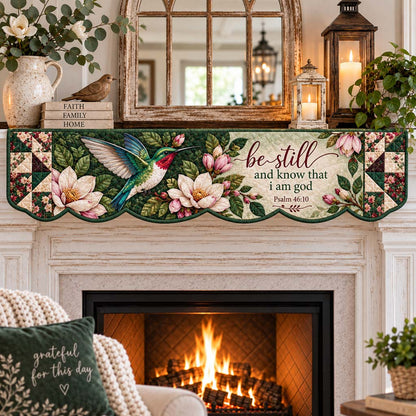 Magnolia Hummingbird Quilted Mantel Scarf SN0HH0643