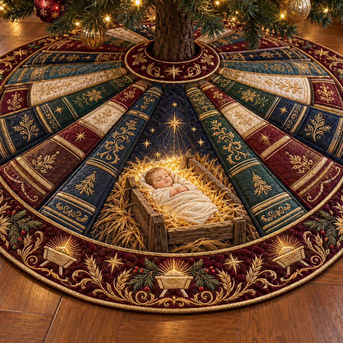 Manger Blessing Christmas Quilted Tree Skirt SN0TV583