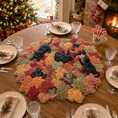 Maple Cat Custom Shape Quilted Table Topper SN0TD235