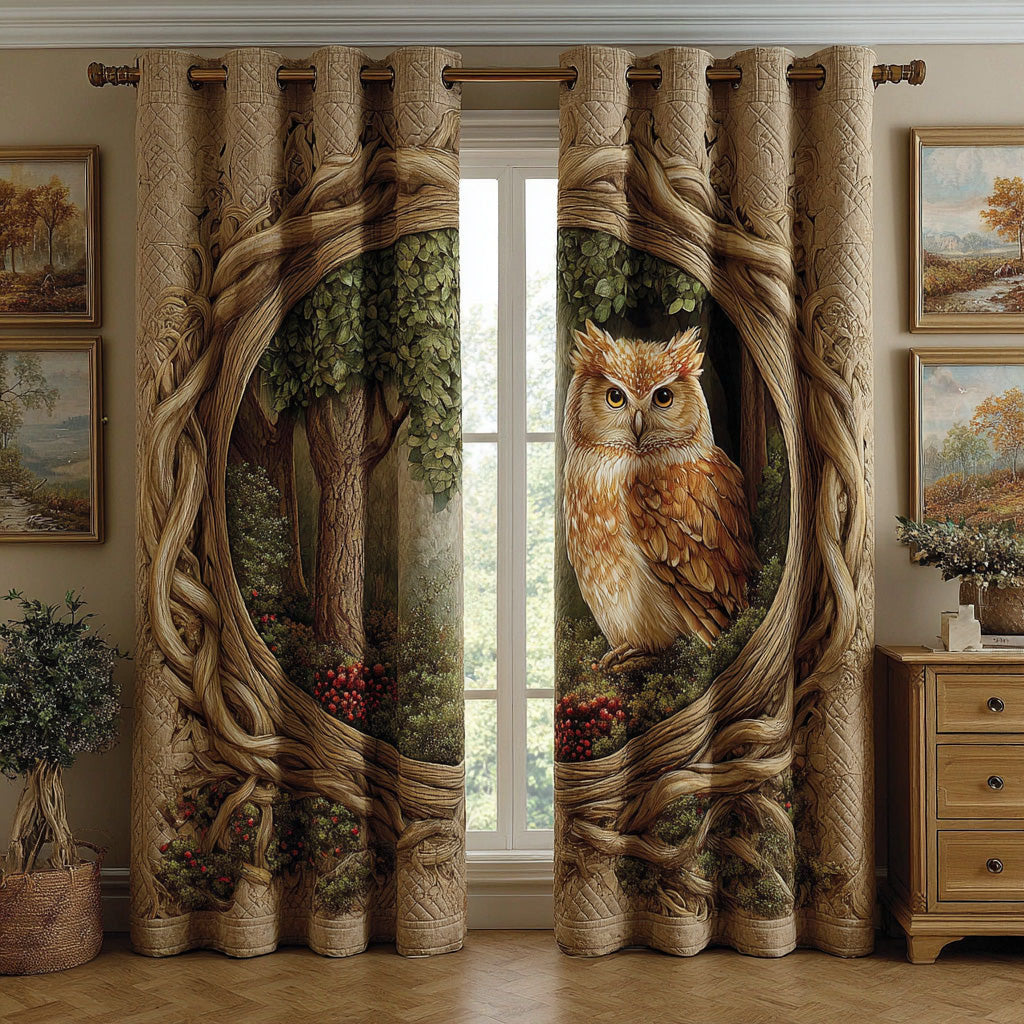 Maple Hollow Owls Quilted Curtains NCU0DH958