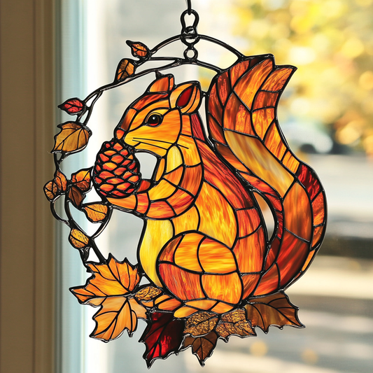 Maple Leaf Squirrel - Window Hanging Suncatcher NCU0PD109