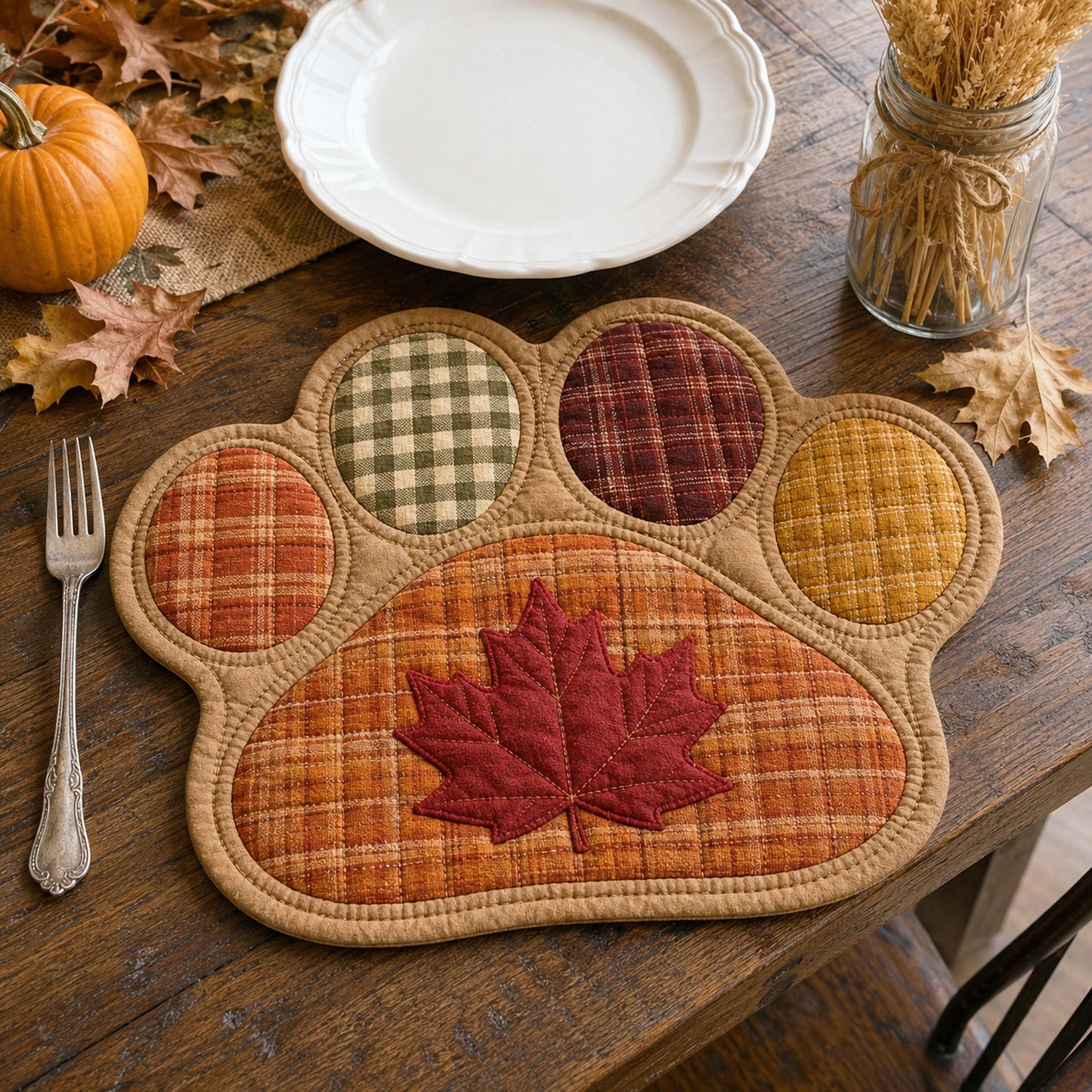 Maple Paws Custom Shape Quilted Placemat SN0TD049
