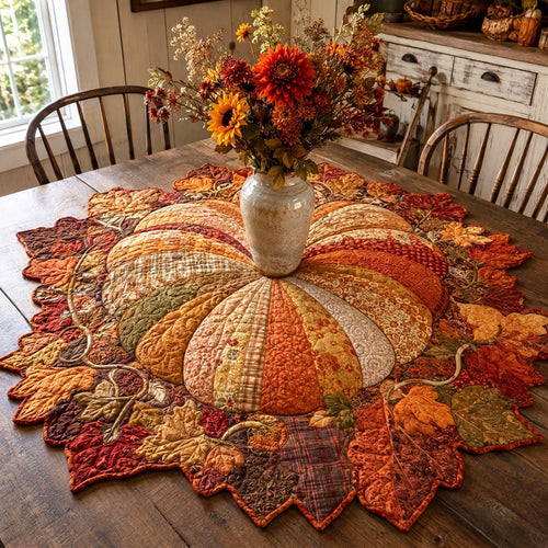 Maple Pumpkin Custom Shape Quilted Table Topper SN0TV062