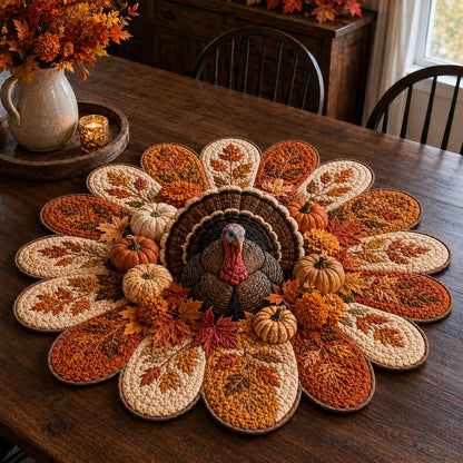 Maple Turkey Meadow Custom Shape Quilted Table Topper SN0DV254