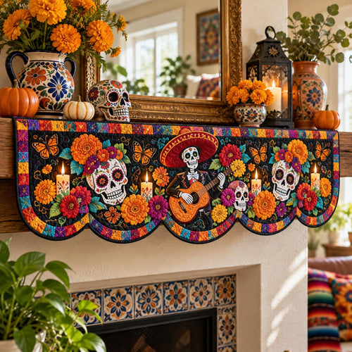 Mariachi Skull Fiesta Quilted Mantel Scarf SN0DV630