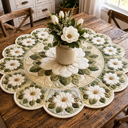 Meadow Magnolia Custom Shape Quilted Table Topper SN0TV086