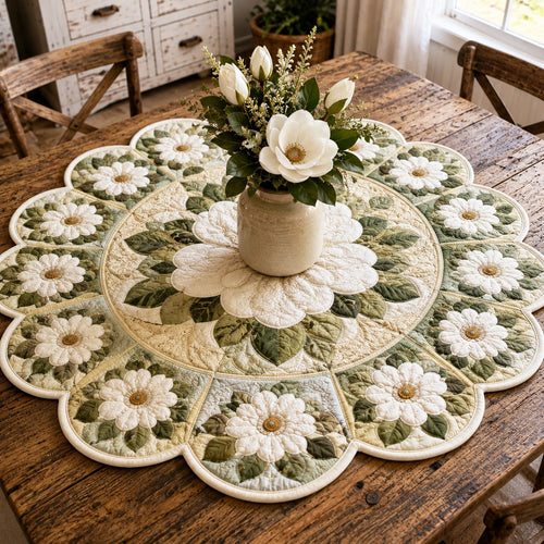 Meadow Magnolia Custom Shape Quilted Table Topper SN0TV086