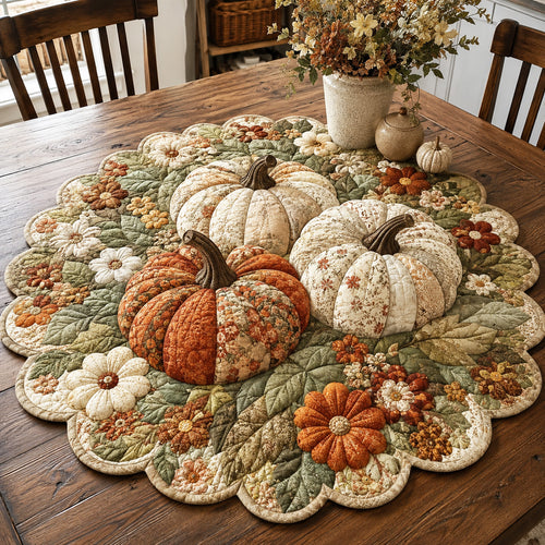 Meadow Pumpkin Custom Shape Quilted Table Topper SN0TV080
