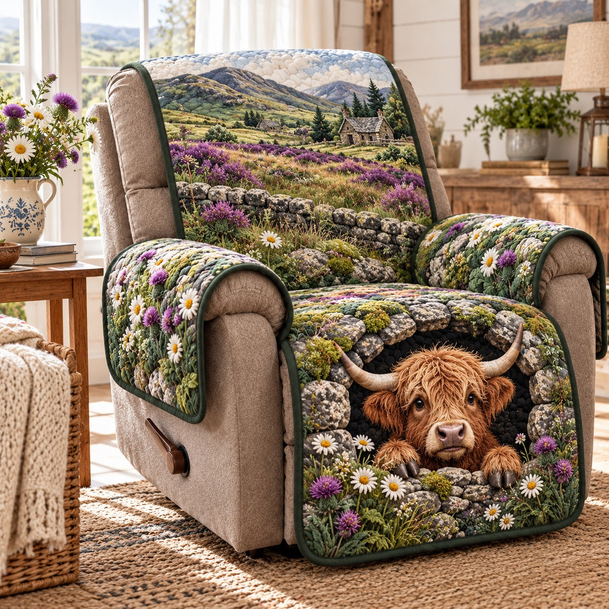 Meadow Stone Retreat Quilted Sofa Cover SN0TD1329