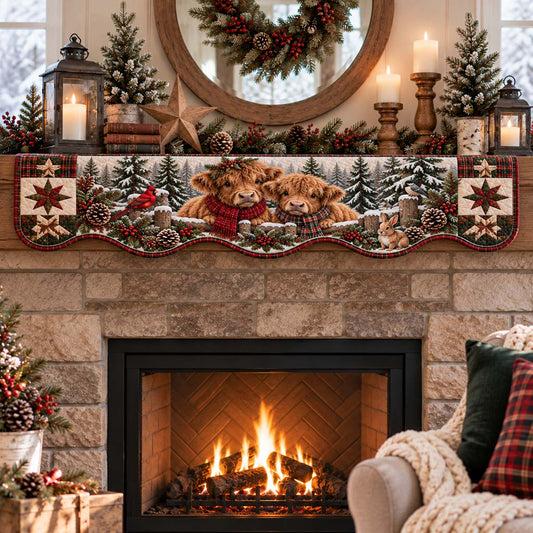 Meadowland Highland Calves Quilted Mantel Scarf SN0HH0461