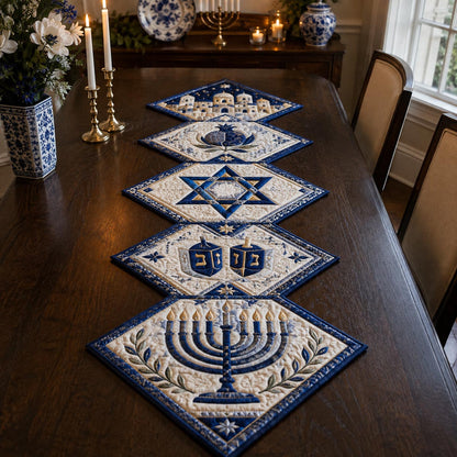 Menorah Celebration Custom Shape Quilted Table Runner SN0DV382