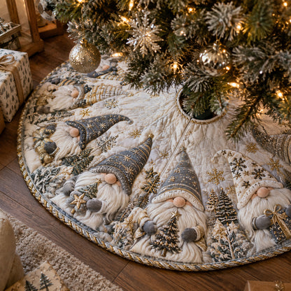 Merry Gnome Circle Christmas Quilted Tree Skirt SN0DV866