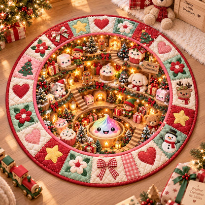 Merry Candy Village Quilted Round Mat SN0DV810