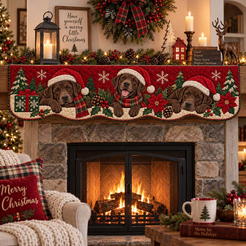 Merry Chocolate Labrador Quilted Mantel Scarf SN0HH0753
