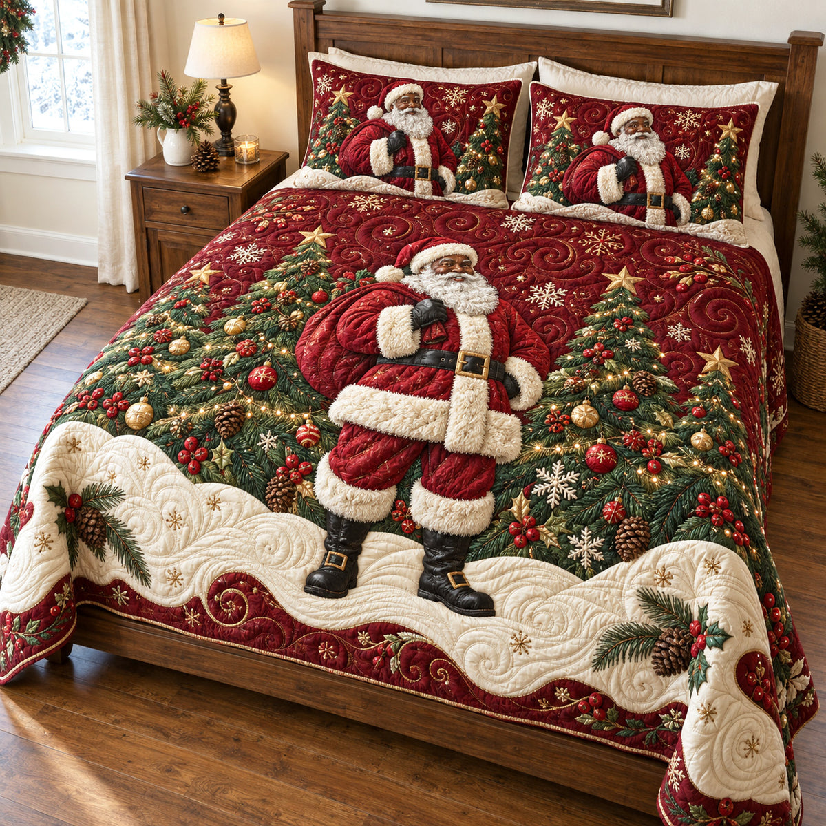 Merry Christmas 3-Piece Quilted Bedding Set SN0TV335