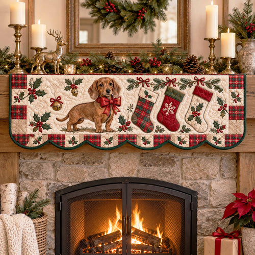 Merry Dachshund Quilted Mantel Scarf SN0TD782