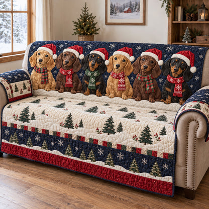 Merry Doxie Dreams Quilted Sofa Cover SN0TV870