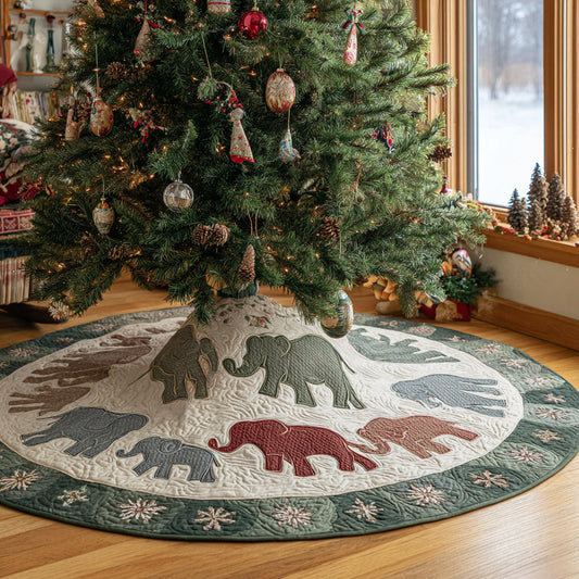 Merry Elephant Christmas Quilted Tree Skirt NCU0DV1430