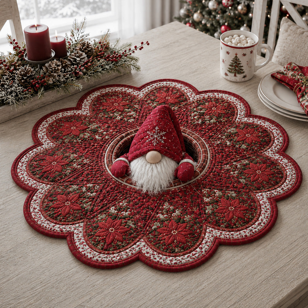 Merry Gnome Charm Custom Shape Quilted Table Topper SN0HH0063