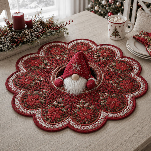 Merry Gnome Charm Custom Shape Quilted Table Topper SN0HH0063