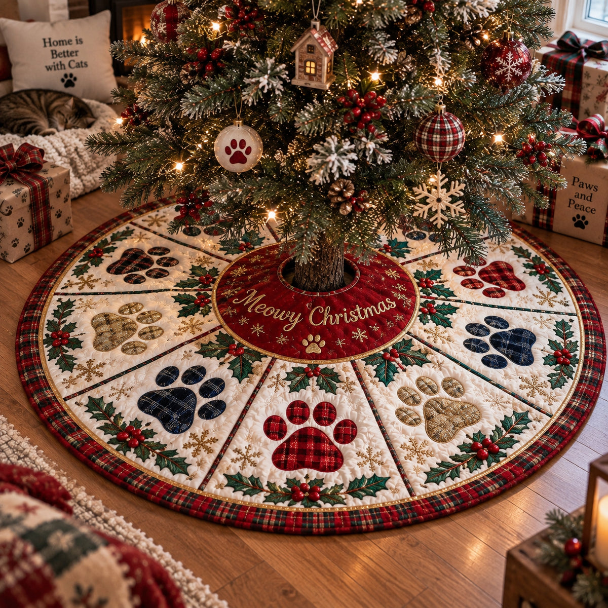 Merry Paw Christmas Christmas Quilted Tree Skirt SN0DV674