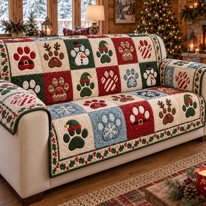 Merry Paw Tapestry Quilted Sofa Cover SN0TV386