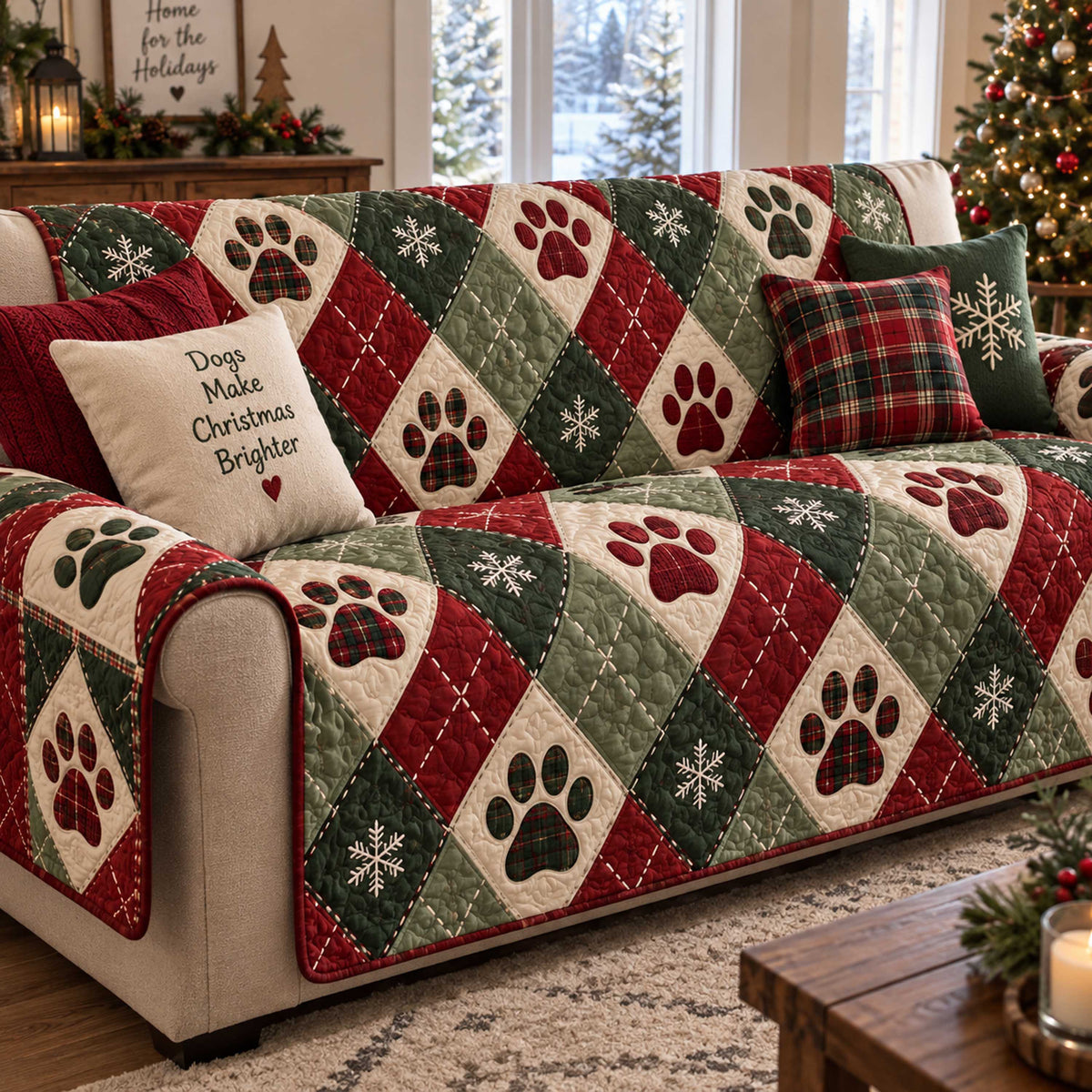 Merry Paws Quilted Sofa Cover SN0TD719
