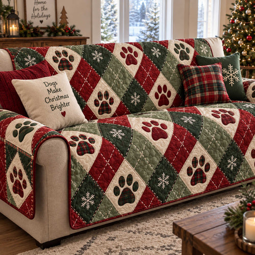 Merry Paws Quilted Sofa Cover SN0TD719