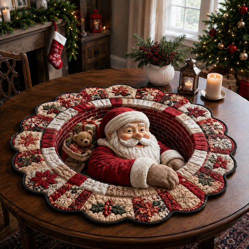Merry Santa Claus Custom Shape Quilted Table Topper SN0HH0036