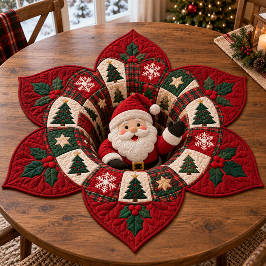 Merry Santa Star Custom Shape Quilted Table Topper SN0TV500